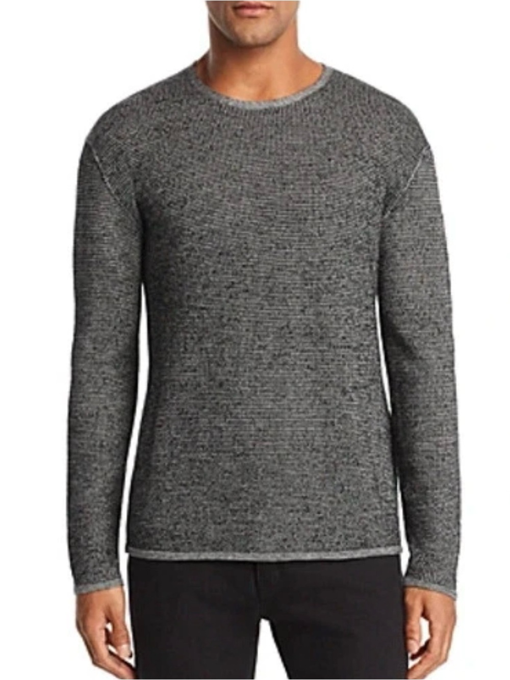 John Varvatos Textured Crewneck Sweater in Heather Gray Sz.XXL